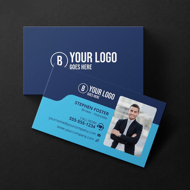 Carte De Visite Propriétés de l'agent immobilier Blue Lisker Broke (Créateur téléchargé)