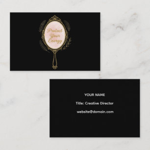 Carte De Visite Protect Your Energy - Gold Vintage Mirror Black