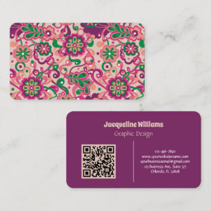 Carte De Visite Prune Groovy Psychedelique 60 70 Floral