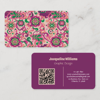 Carte De Visite Prune Groovy Psychedelique 60 70 Floral