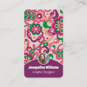 Carte De Visite Prune Groovy Psychedelique 60 70 Floral II