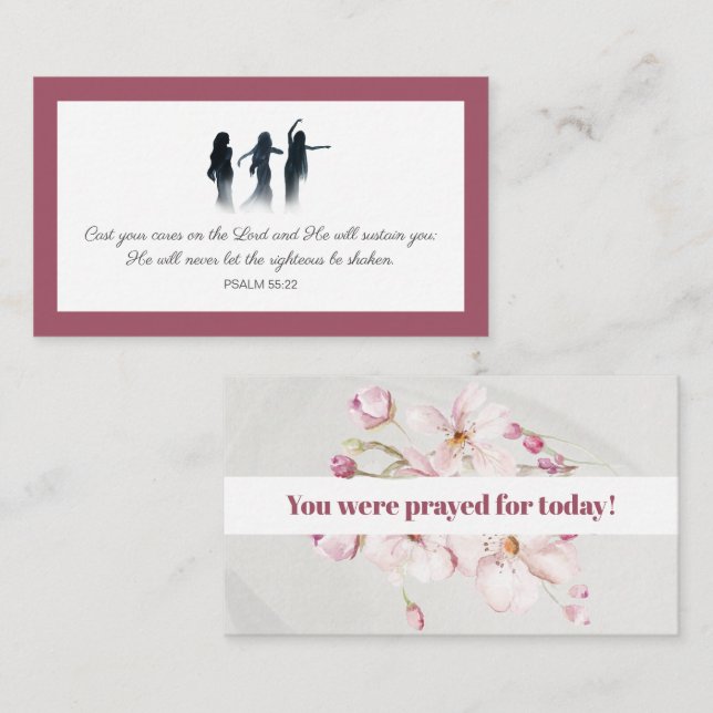 Carte De Visite Psalm 55:22 You were prayed for Scripture Card (Devant / Derrière)