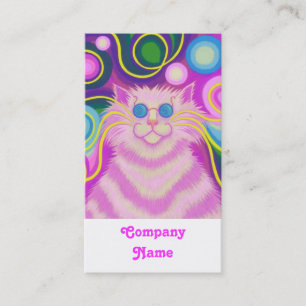 Carte De Visite Psy-cat-delic Portrait rose blanc