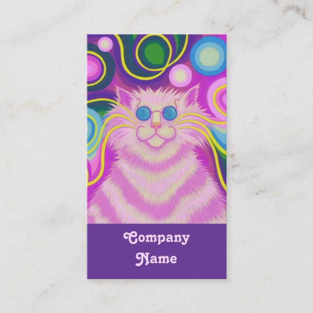 Carte De Visite Psy-cat-delic Portrait rose violet dos (Devant)