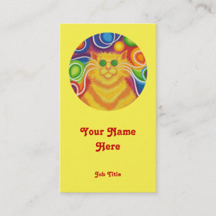 Carte De Visite Psy-cat-delic "rond" portrait jaune
