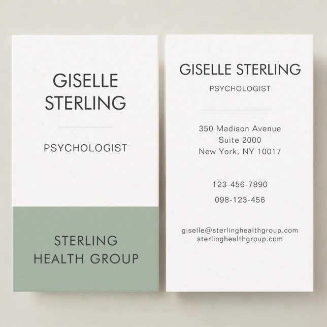 Carte De Visite Psychologist Mental Health Sage Green (Créateur téléchargé)
