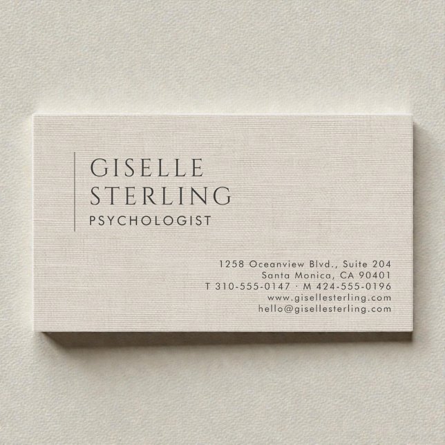 Carte De Visite Psychologist Neutral Linen Beige (Créateur téléchargé)