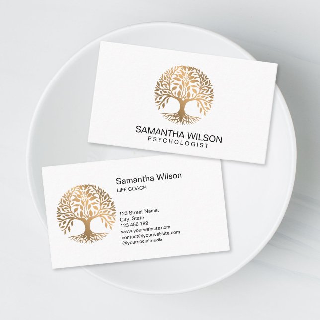 Carte De Visite Psychologist Therapist Counselor Psychiatrist  (brain tree logo design for therapists)