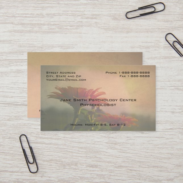 Carte De Visite Psychologue Conseiller Affaires (Devant/Arrière en situation)