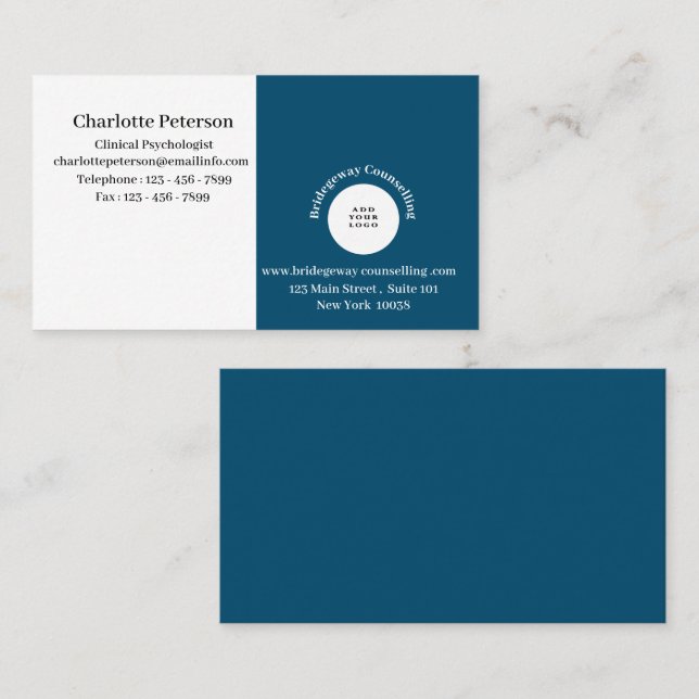 Carte De Visite Psychologue & Conseiller Logo Professionnel  (Devant / Derrière)
