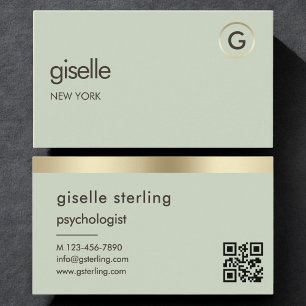 Carte de visite Psychologue Conseiller Sage Green 