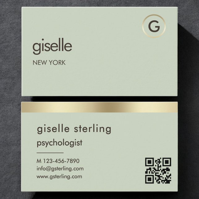Carte de visite Psychologue Conseiller Sage Green  (Créateur téléchargé)