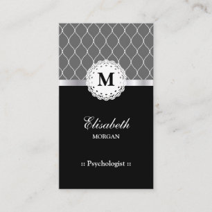 Carte De Visite Psychologue Elegant Black Lace Motif