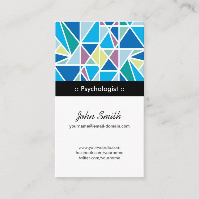 Carte De Visite Psychologue - Géométrie Abstraite Bleue (Devant)