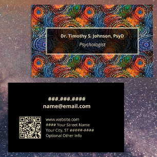 Carte De Visite Psychologue Thérapeute Code QR Tourbillons Color