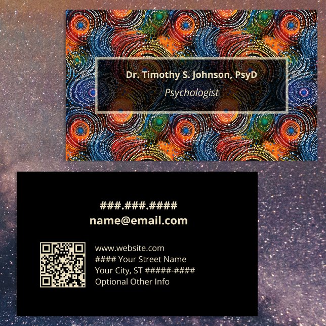 Carte De Visite Psychologue | Thérapeute Code QR Tourbillons Color (Créateur téléchargé)