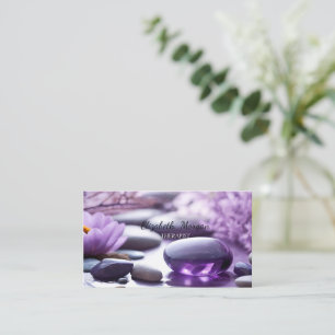 Carte De Visite Psychologue Thérapeute Pierres Zen, Lotus Violet