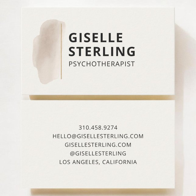 Carte De Visite Psychothérapeute Beige Neutre (Créateur téléchargé)