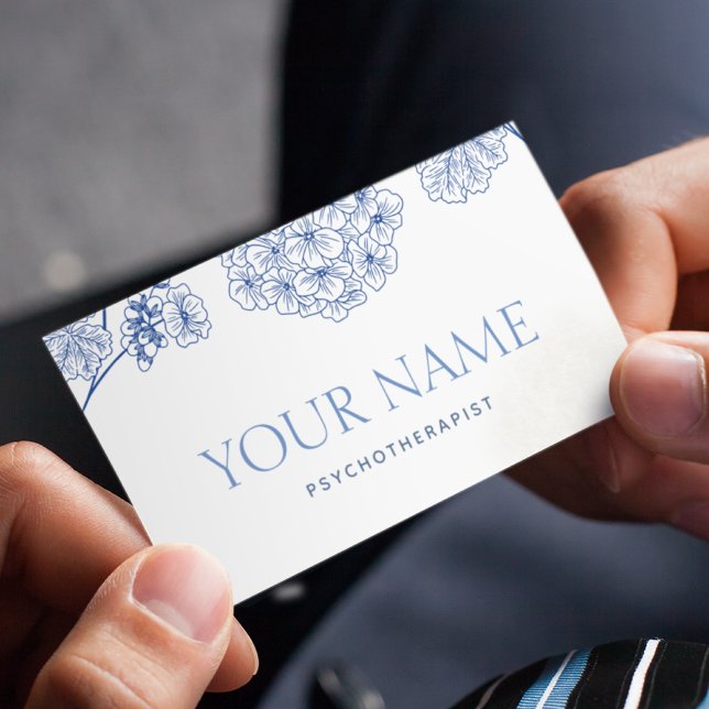 Carte De Visite Psychothérapeute Conseiller de famille tiré floral (Créateur téléchargé)