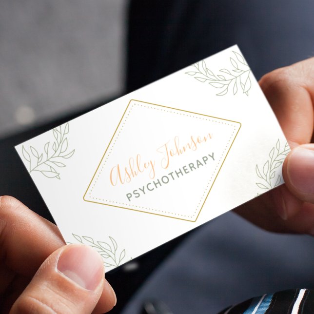 Carte De Visite Psychothérapie Counseling Jolie Calligraphie Blanc (Créateur téléchargé)