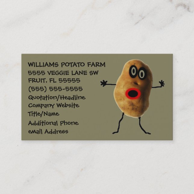 Carte De Visite Publicité amusante des producteurs de pommes de te (Devant)