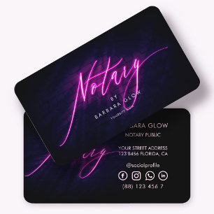 Carte De Visite Publique Notaire moderne brillant Neon violet