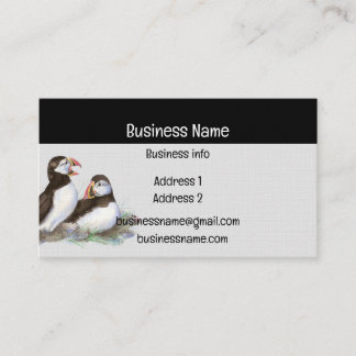 Carte De Visite Puffin Aquarelle Oiseau Nature Faune
