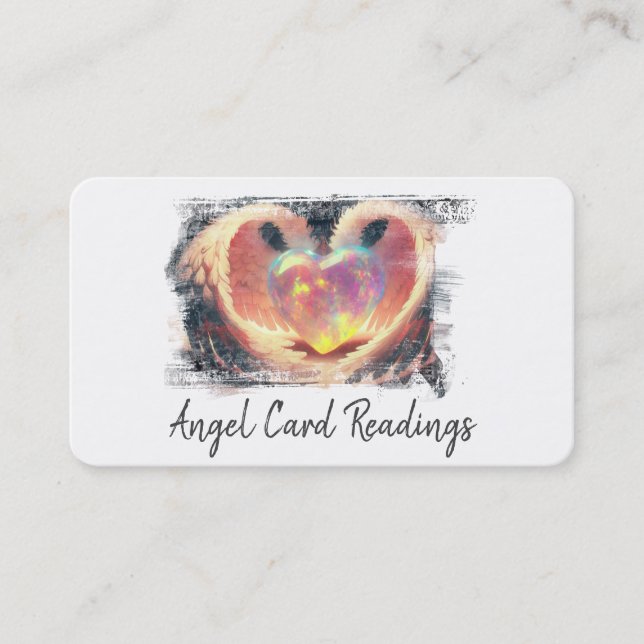 Carte De Visite *~* Puffy Opal Heart Gold Angel ailes AP78 QR (Devant)