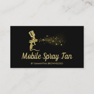 Carte De Visite Pulvérisateur de bronzage mobile Black and Gold Sp
