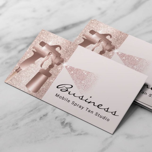 Carte De Visite Pulvérisateur mobile Tan Blush Rose Gold Sless Tan (Créateur téléchargé)