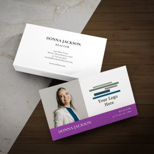 Carte De Visite Purple Blanc Votre Photo & Logo Professionnel
