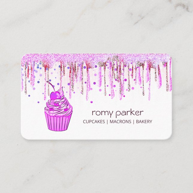 Carte De Visite Purple Cupcake Accueil Boulangerie Pâtisserie Déch (Devant)