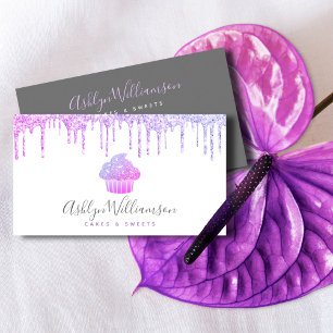 Carte De Visite Purple Cupcake Parties scintillant Drivers boulang