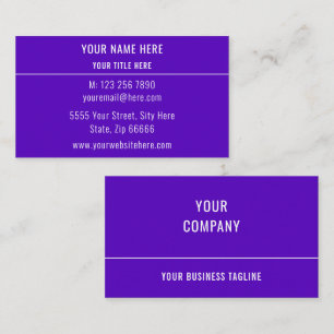 Carte de visite Purple Élégant Faites Votre Propre