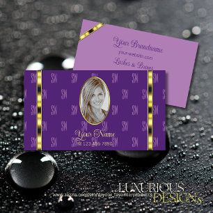 Carte De Visite Purple et Lilac avec des lettres à motif Photochic