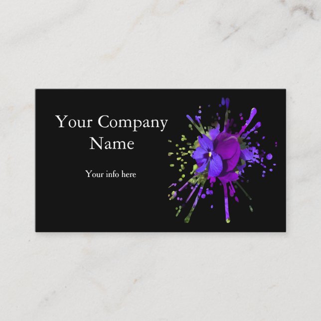 Carte De Visite purple flowers card (Devant)