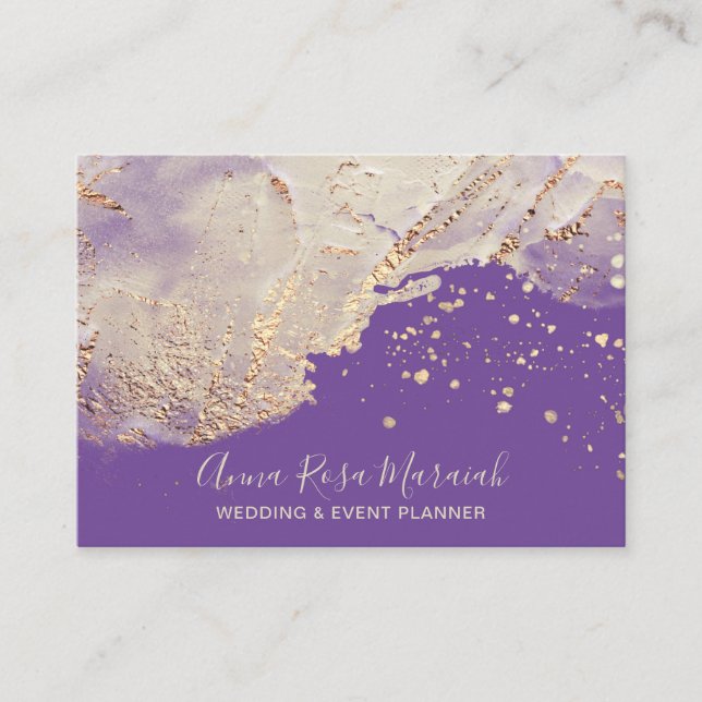 Carte De Visite *~* Purple Gold Foil Mariage de beauté Élégant (Devant)