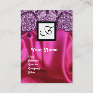 CARTE DE VISITE PURPLE LACE PINK FUCHSIA SILKCLOS, MONOGRAMME CARR