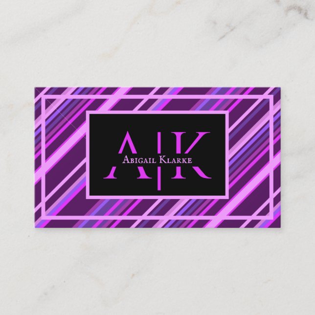 Carte De Visite Purple Lilac Stripes Stripe Dynamic Design Stylish (Devant)