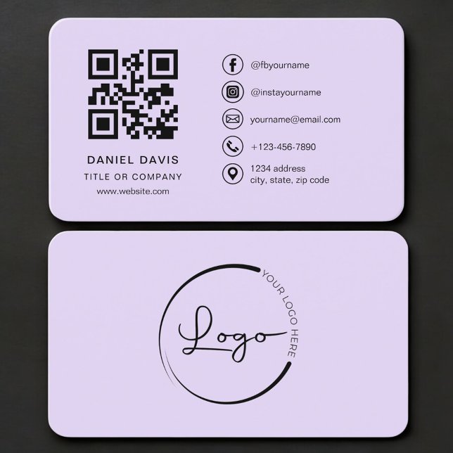 Carte De Visite Purple Logo QR Code Professional (Créateur téléchargé)