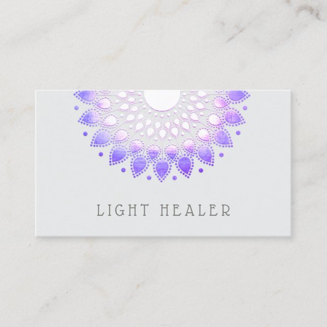 Carte De Visite Purple Lotus Flower Mandala Energy Healer (Devant)