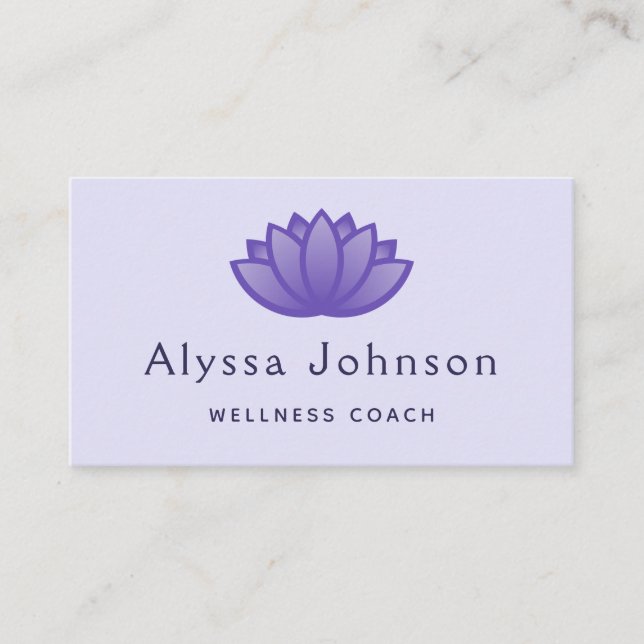 Carte De Visite Purple Lotus Logo Wellness Coach Santé holistique (Devant)