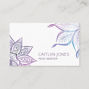 Carte De Visite Purple Lotus Motif Massage Ou Reiki Praticien