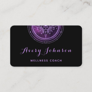 Carte De Visite Purple Mandala Wellness Coach Médias sociaux moder