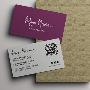 Carte De Visite PURPLE Moderne Élégant Minimal QR Code Creative