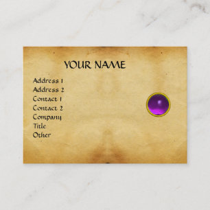 Carte De Visite PURPLE MON, AGATA GRIS, parchemin brun, violet,