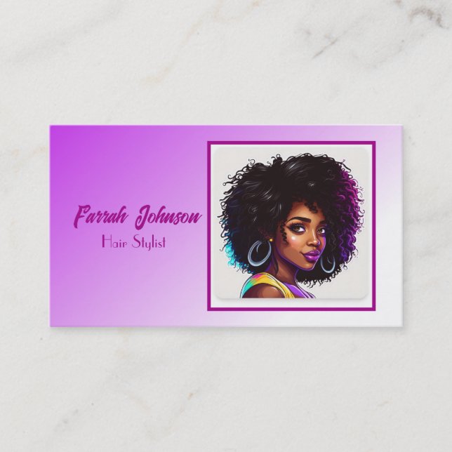 Carte De Visite Purple Ombre Naturel Coiffeur Beauticier (Devant)
