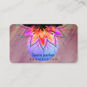 Carte De Visite Purple Orange Lotus Massage Fleur Yoga Professeur