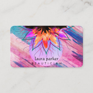 Carte De Visite Purple Orange Lotus Massage Fleur Yoga Professeur