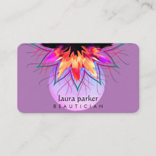 Carte De Visite Purple Orange Lotus Massage Fleur Yoga Professeur